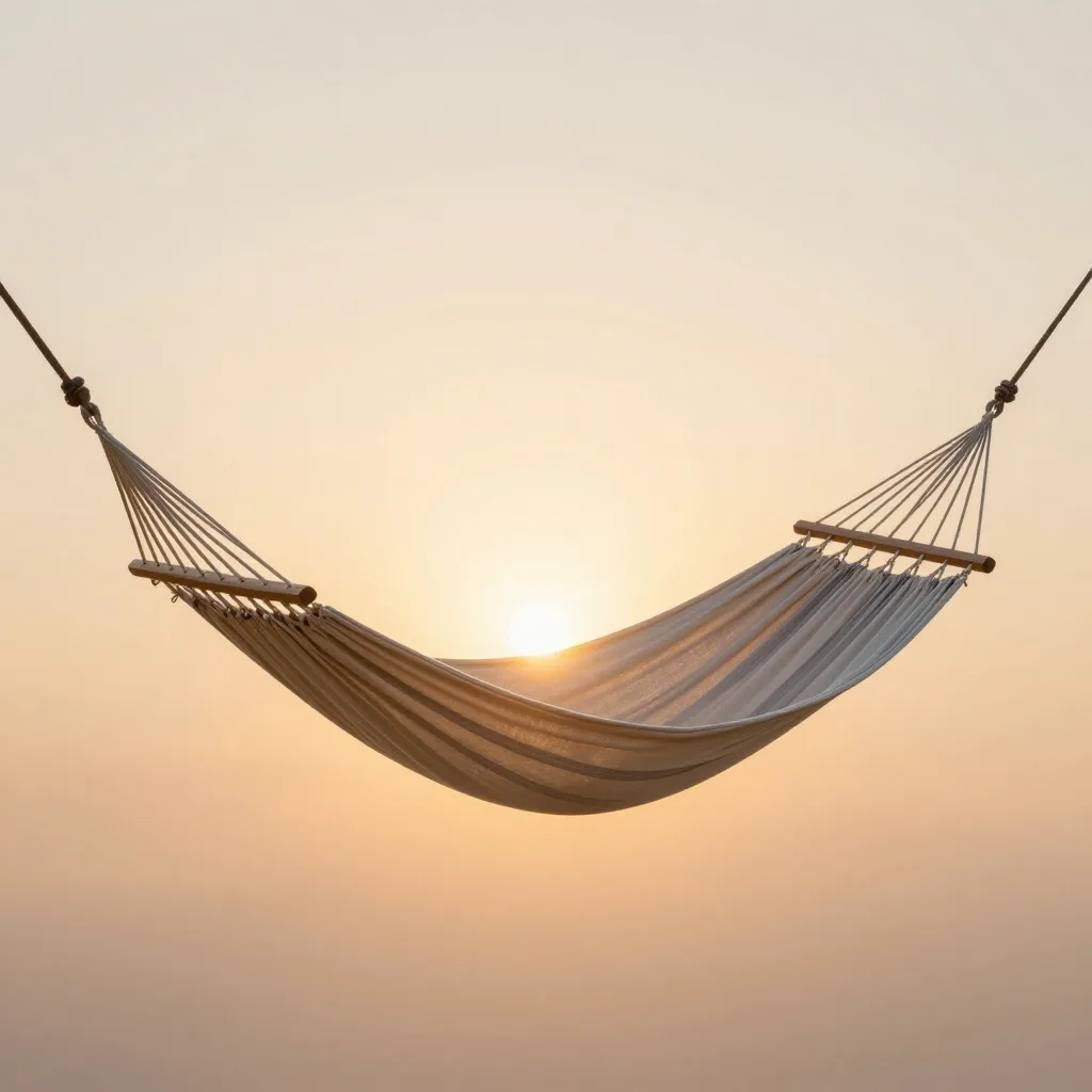A sunset double Mayan hammock on a light background