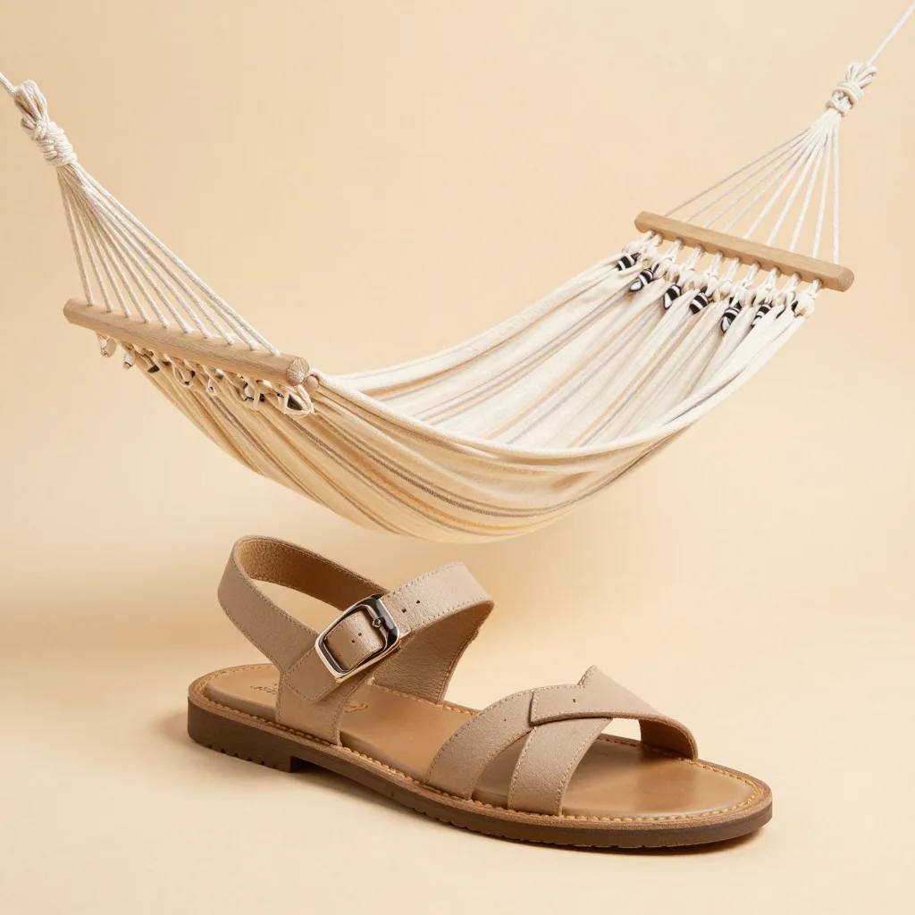 A sandal indoor Mayan hammock on a light background